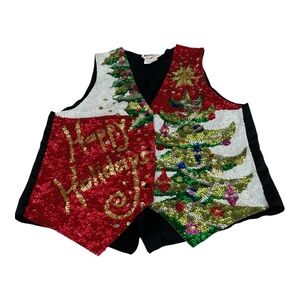 Sequined Holiday Vest Ugly Christmas Sweater Bling Sequins